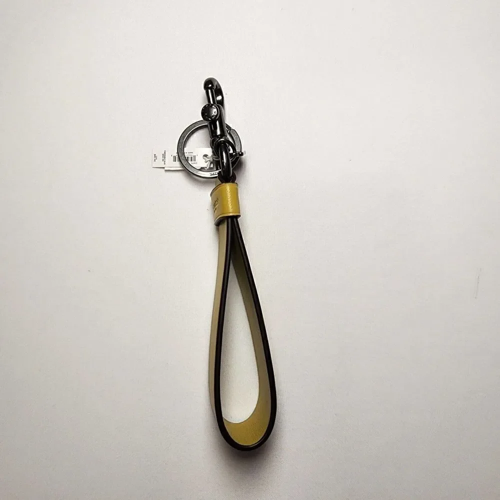 NWT Coach CH075 Loop Key Fob In Refined Leather Chartreuse